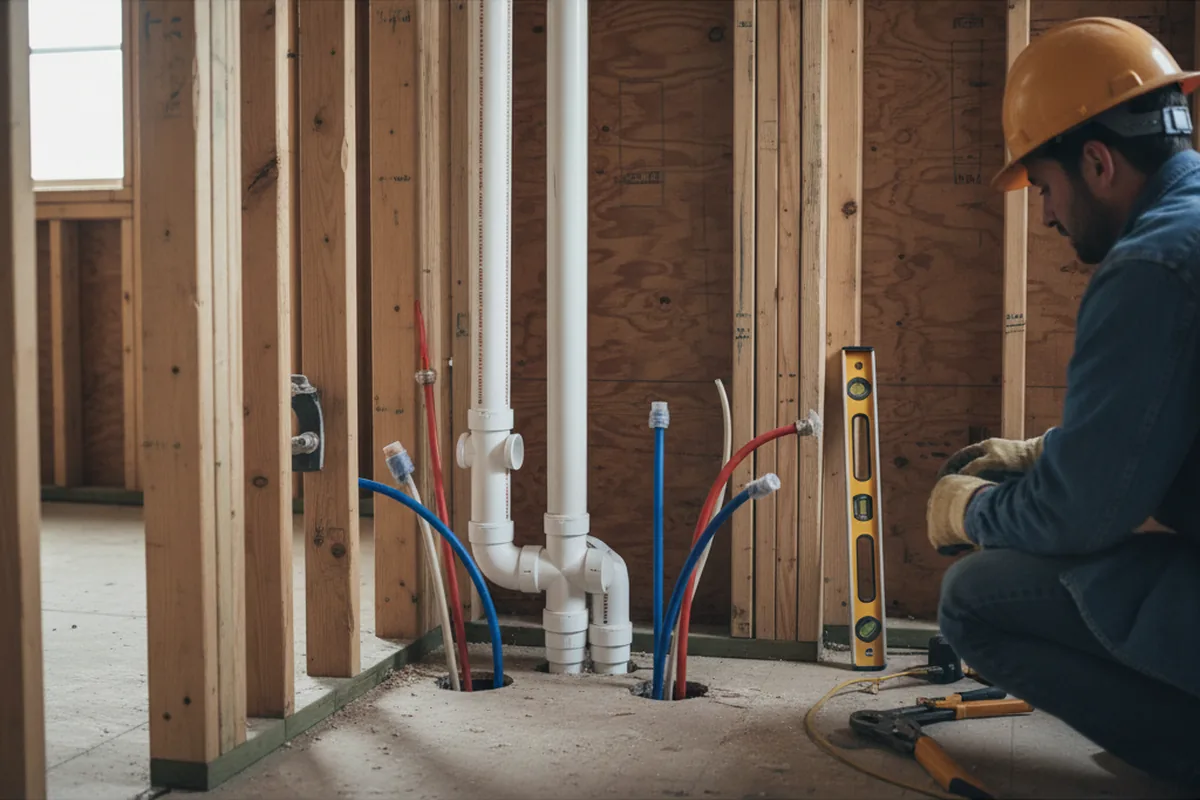 Drain and supply rough-in during Drain Cleaning in Felts Mills